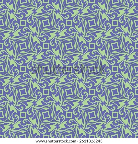 Two-tone colorful art seamless pattern. Overlapping art forms, stripes, polygons, segments are grouped and arranged in a certain order. Vector. 