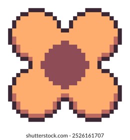 Biscoito em Forma de Flor de Dois Tons, Ícone Pixel Art, Isolado