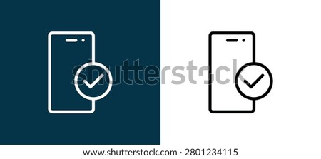 Two-tone line icon pair in black and white, editable stroke vector illustration for web, mobile apps, UI design, branding, and print from Approval