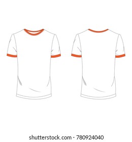 Twotone Orange and white T-shirt template using for fashion cloth design and assessorie for designer to make mock up or blue print in copany