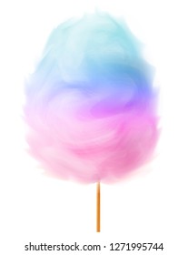 Two-tone Pink Blue Cotton Candy, 3d Isolated On White Background