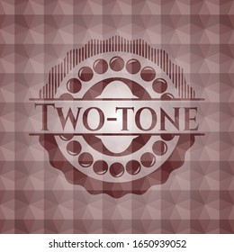 Two-tone red badge with geometric pattern background. Seamless.