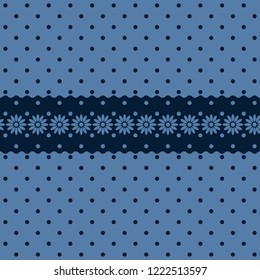 Two-tone seamless pattern with polka dots and flowers for the decoration of tissue and packaging products