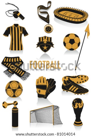Two-tone silhouettes of football objects, part of a new collection of fashion and lifestyle objects.