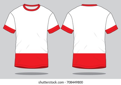 Two-Tone T-shirt Design Vector with White/Red Colors.Front And Back Views.