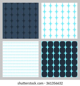 Two-tone vector seamless pattern. Blue stylized stars on a blue background. Winter background for greeting cards, congratulations and your other projects. A set of patterns