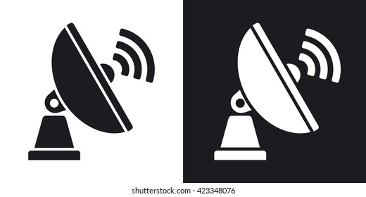 Two-tone version of Satellite Antenna simple icon on black and white background