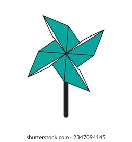 Twotone windmill origami icon. windmill Paper folding art, Containing origami, Origami flat line icon. Paper art vector illustrations. Thin signs for japanese creative hobby, Vector illustration.
