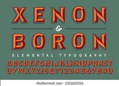 A two-toned alphabet design with a retro revolutionary poster type style