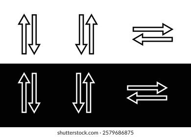 Two-Way Arrow Icons in Black and White.