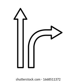 Zweiweg-Pfeilsymbol-Design. Zwei-Wege-Ikone in modernem flachen Design. Vektorillustration.