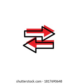 Two-way arrows, left and right flat icon. Design template vector