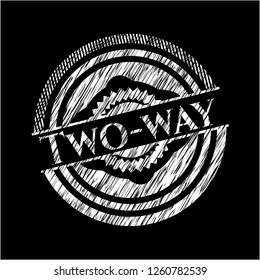 Two-way chalk emblem written on a blackboard