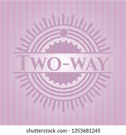 Two-way pink emblem. Retro