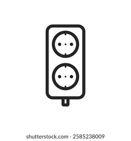 Two-way power socket outline icon. Linear style sign for mobile concept and web design. Simple line vector icon two-way power socket. Symbol illustration, logo. Perfect pixel vector graphic