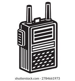 Twoway radio device with antennae and speaker grille isolated on white background for communication and walkietalkie concepts