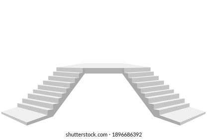 Two-way stairs on the white background