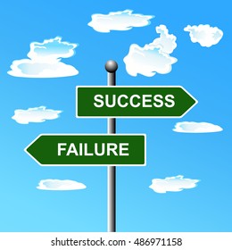 Two-way street sign, success failure crossroads, vector illustration