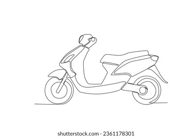 A two-wheeled motor. Motorcycle one-line drawing