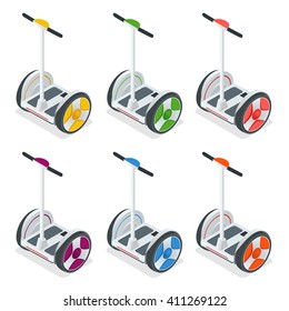 Two-wheeled Self-balancing electric scooter vector isometric illustrations. Intelligent and fashionable personal transportation tool with interactive function. Concise, fashionable, decent and elegant
