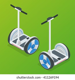 Two-wheeled Self-balancing electric scooter vector isometric illustrations. Intelligent and fashionable personal transportation tool with interactive function. Concise, fashionable, decent and elegant