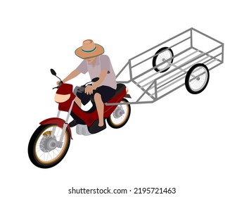 Two-wheeled trolley motorbike on a white background.