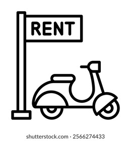 Two-Wheeler Rental icon line vector illustration