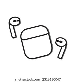 TWS icon, true wireless stereo bluetooth wireless headphones, vector illustration earphone