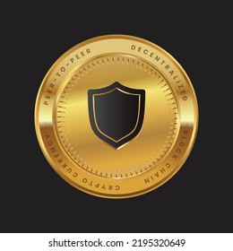 TWT Cryptocurrency logo in black color concept on gold coin. Trust Wallet Token Block chain technology symbol. Vector illustration. svg