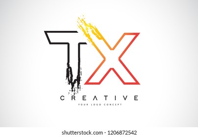 TX  Creative Modern Logo Design Vetor with Orange and Black Colors. Monogram Stroke Letter Design.