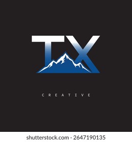 TX Creative Mountain Logo – Bold Gradient Letter mark Branding Design for Business  Outdoor Brands	
