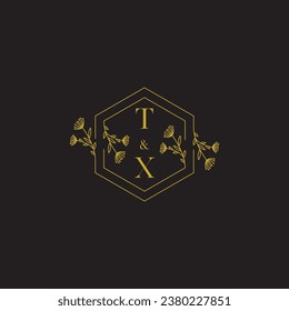 TX elegant wedding initial logo in high quality professional design that will print well across any print media