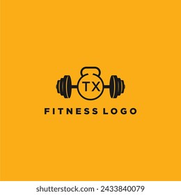 Monograma inicial TX para fitness o gimnasio con diseño creativo de barra