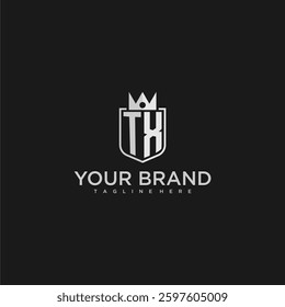 TX initial monogram shield and crown vector image