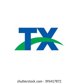 TX initial overlapping swoosh letter logo blue green
