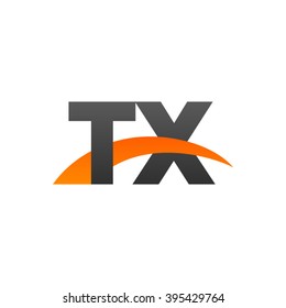 TX initial overlapping swoosh letter logo black orange