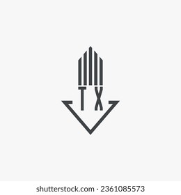Leyenda del material del logotipo inmobiliario TX. vector de logotipo
