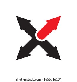 TX letter with Four Arrow logo design vector