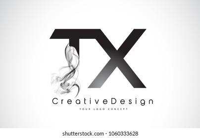 TX Letter Logo Design with Black Smoke. Creative Modern Smoke Letters Vector Icon Logo Illustration.