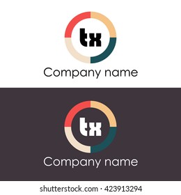 TX letters business logo icon design template. Symbol with four colors circle