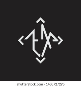 TX Logo Abstrac letter Monogram with Arrow in every side isolated on black background