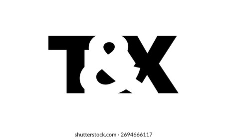 Design do logotipo TX em estilo bold. Símbolo de identidade branco preto. Emblema de tipografia moderna. ícone Marca corporativa. Modelo de negócios mínimo.