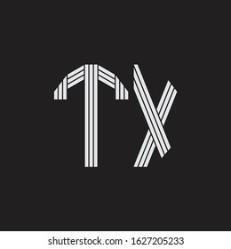 TX Logo monogram with outline style linked isolated on black background