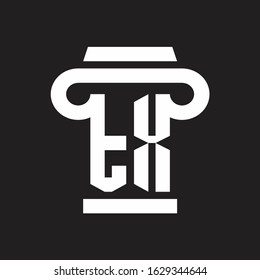 TX Logo monogram with pillar style design template