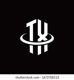 TX monogram logo in a hexagon style and surrounded by a ring