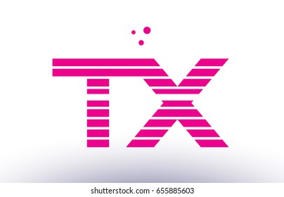tx t x alphabet letter logo pink purple line stripe company design template creative abstract vector