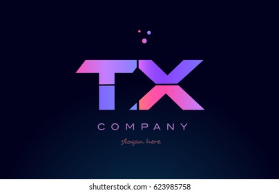tx t x creative color blue background pink purple blue magenta alphabet letter company logo vector icon design