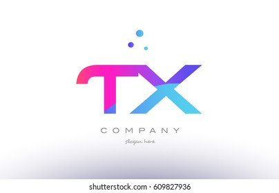 tx t x  creative pink purple blue modern dots creative alphabet gradient company letter logo design vector icon template