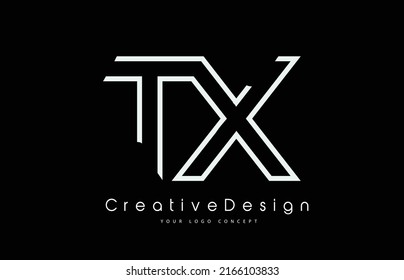 Diseño del logotipo carta TX T X en colores blancos. Ilustración del logotipo del icono del vector de letras modernas creativas.