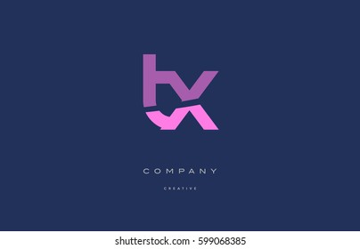 tx t x  pink blue pastel modern abstract alphabet company logo design vector icon template 